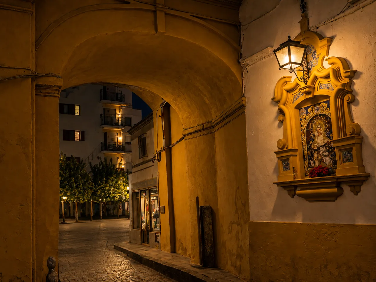 Postigo del Aceite de noche, Sevilla